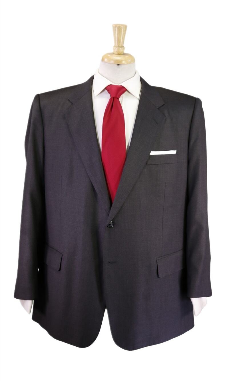 Sams Tailor Bespoke Custom Tailored Solid Charcoal Gray 2-Btn Wool Suit 46R